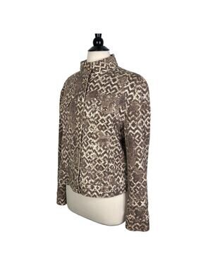 St. John Sport By Marie Gray Aztec Geometric Print Snap Button Jacket Women’s L
